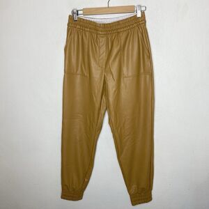 New Express High Waisted‎ Faux Vegan Leather Joggers in Tan Pockets Women’s XS